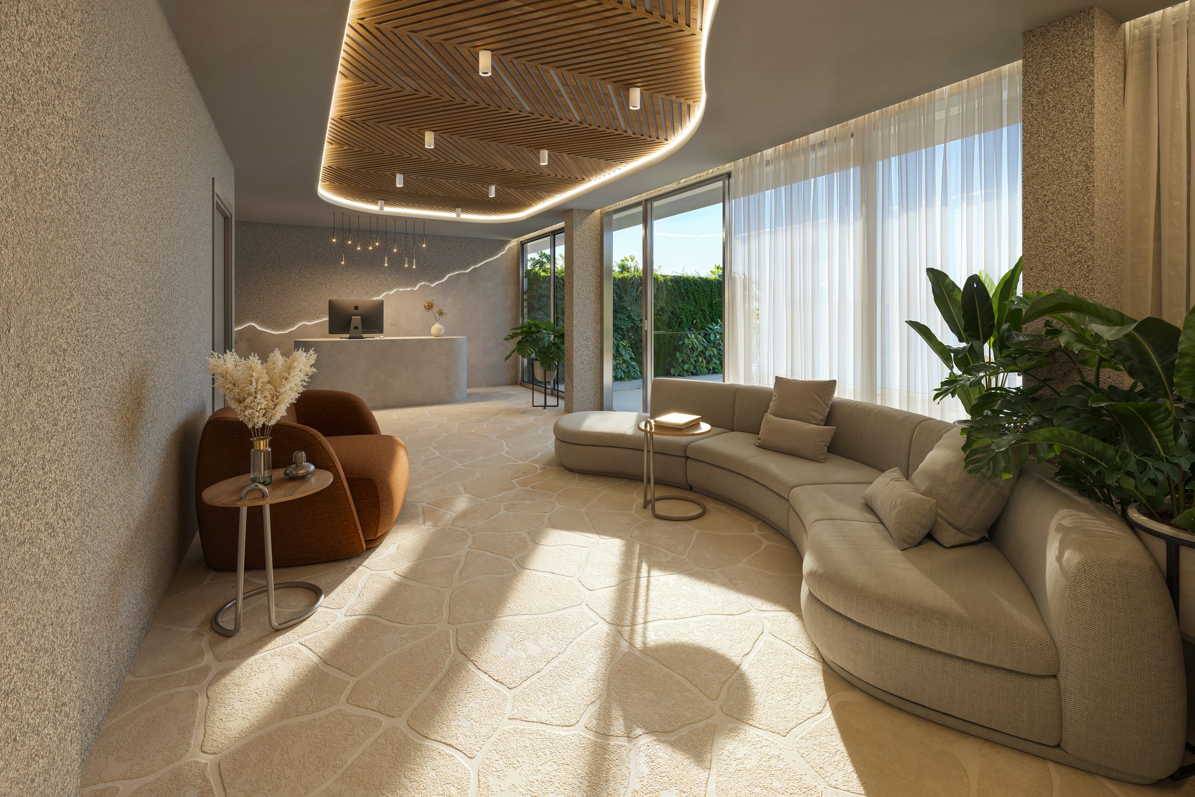 Soleil's reception, entrance hall with natural light